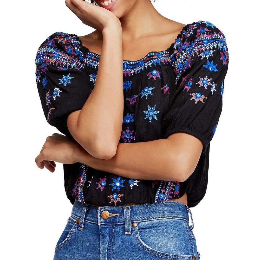 Free People Aurura Embroidered top Size LG - Picture 4 of 10